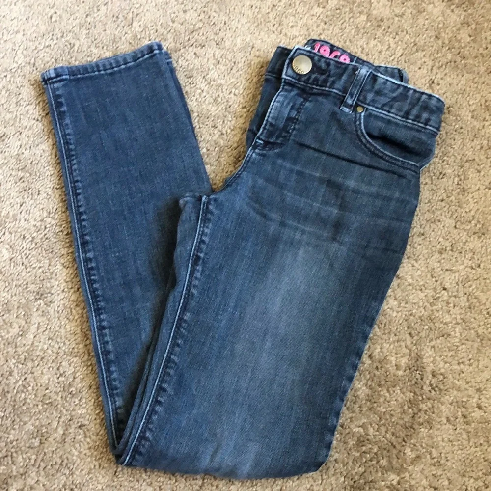 Gaps Kids 1969 Jeans Girls‎ 10 Denim Blue Super Skinny Adjustable Waist Distress